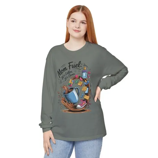 Mom Fuel Long Sleeve T-Shirt, Coffee Lovers Gift, Mother's Day Apparel, Cute Mom Shirt, Coffee Lover Mom Life Top, Coffee Lover's Tee - Image 28