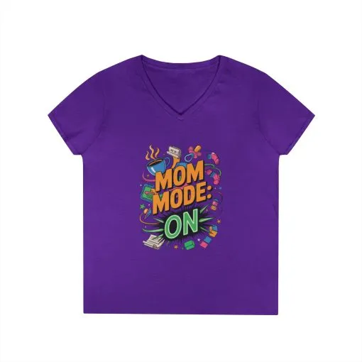 Mom Mode On Ladies V-Neck T-Shirt, Gift for Mom, Mother's Day Gift, Mother's Day Humor T-Shirt, Cute Mama Life Graphic Tee - Image 2