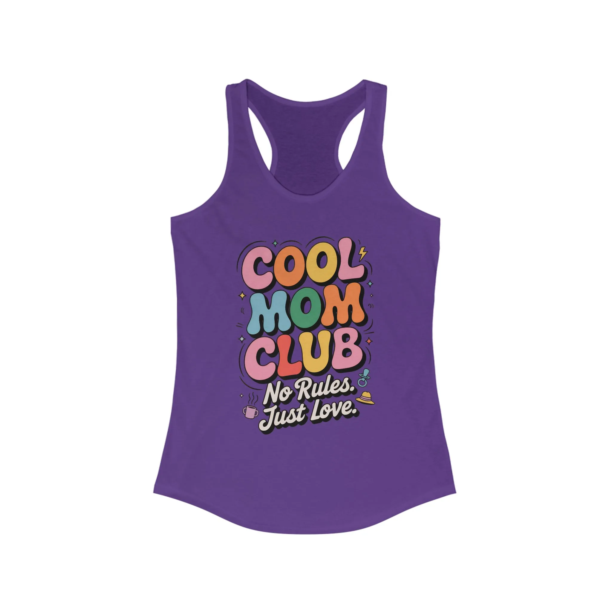 Cool Mom Club Racerback Tank, Gift for Moms, Mother's Day Gift, No Rules Just Love, Retro Colorful Unisex Heavy Blend Crewneck - Image 13