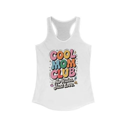 Cool Mom Club Racerback Tank, Gift for Moms, Mother's Day Gift, No Rules Just Love, Retro Colorful Unisex Heavy Blend Crewneck