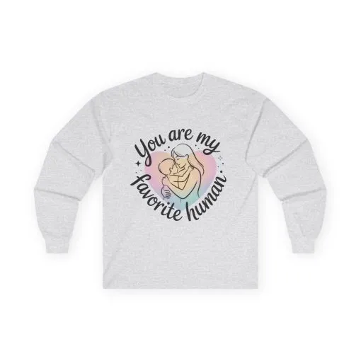 You Are My Favorite Human Mom and Baby Shirt, Unisex Ultra Cotton Long Sleeve Tee, Mother's Day Gift, Cute Heart Design