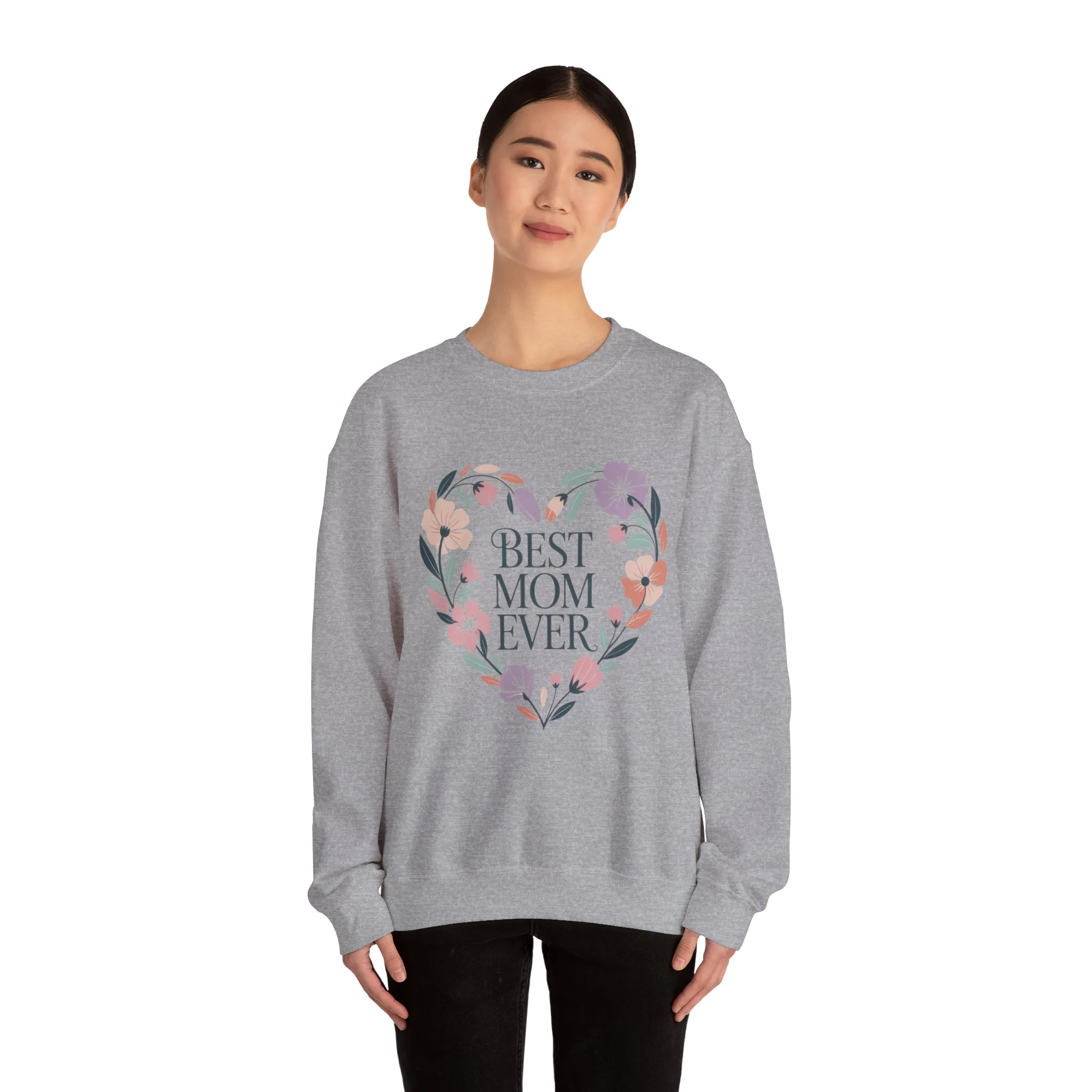 Best Mom Ever Sweatshirt - Perfect Gift for Mother's Day, Cozy Crewneck, Floral Design, Women's Gift, New Mom Gift - Image 8