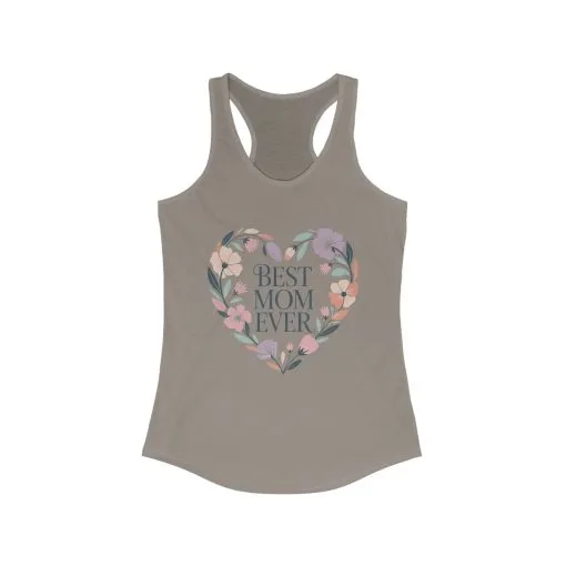 Best Mom Ever Racerback Tank, Gift for Mom, Mother's Day Shirt, Floral Heart Tank, Summer Workout Top, Family Celebration Apparel - Image 3