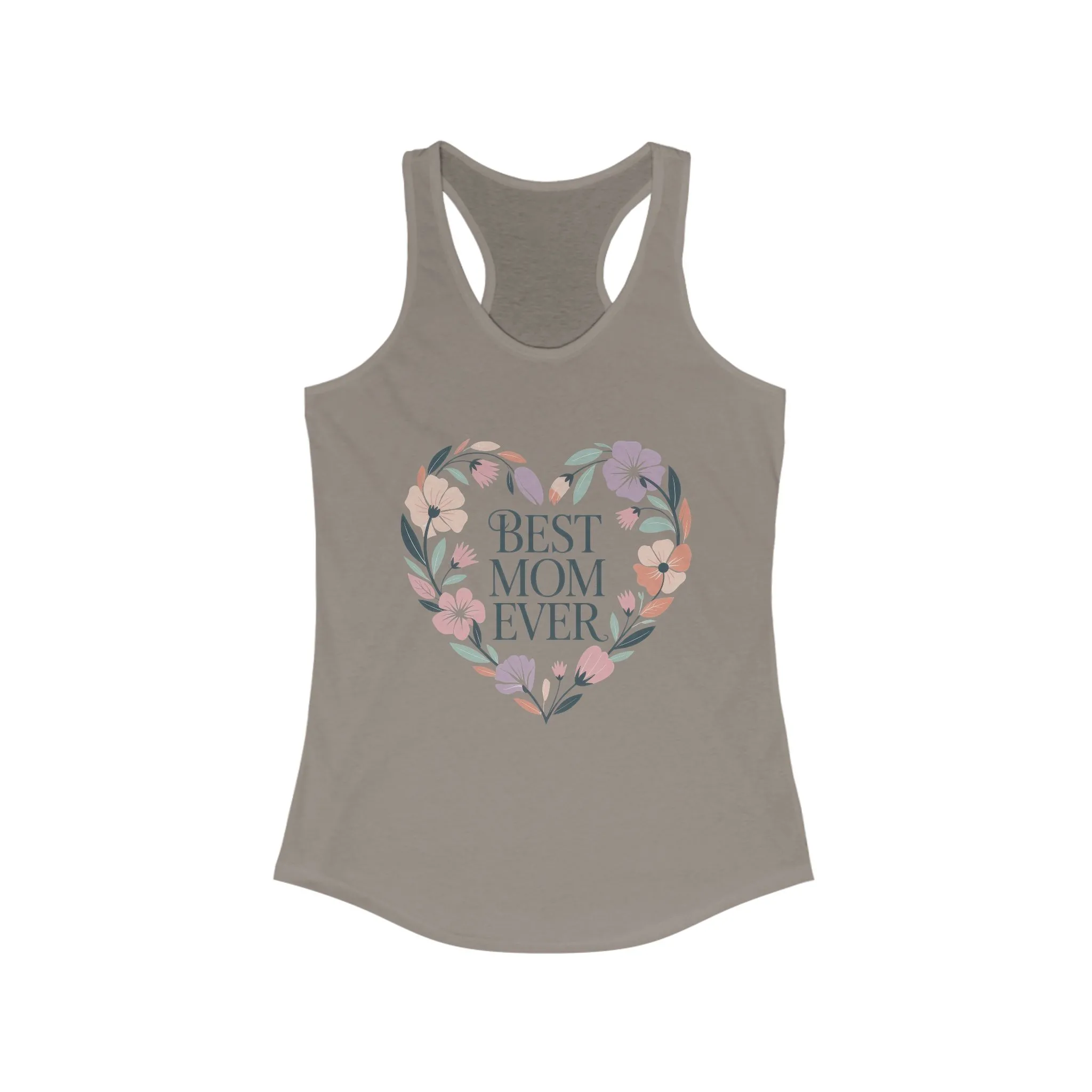 Best Mom Ever Racerback Tank, Gift for Mom, Mother's Day Shirt, Floral Heart Tank, Summer Workout Top, Family Celebration Apparel - Image 3