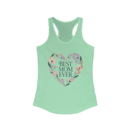 Best Mom Ever Racerback Tank, Gift for Mom, Mother's Day Shirt, Floral Heart Tank, Summer Workout Top, Family Celebration Apparel - Image 5