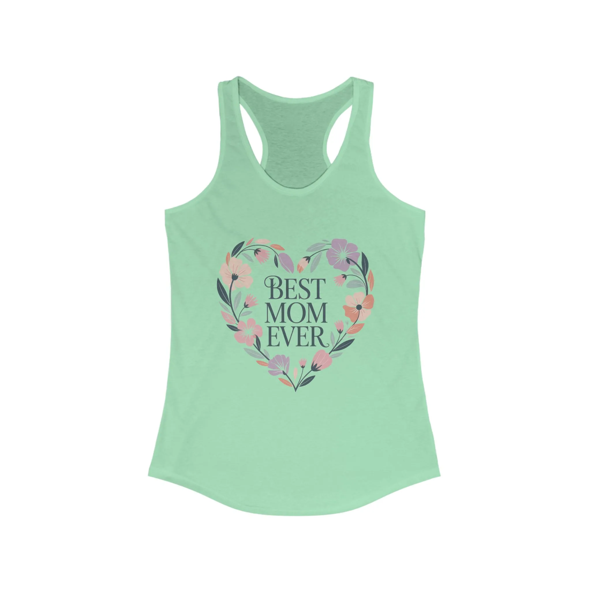 Best Mom Ever Racerback Tank, Gift for Mom, Mother's Day Shirt, Floral Heart Tank, Summer Workout Top, Family Celebration Apparel - Image 5