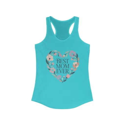 Best Mom Ever Racerback Tank, Gift for Mom, Mother's Day Shirt, Floral Heart Tank, Summer Workout Top, Family Celebration Apparel - Image 7