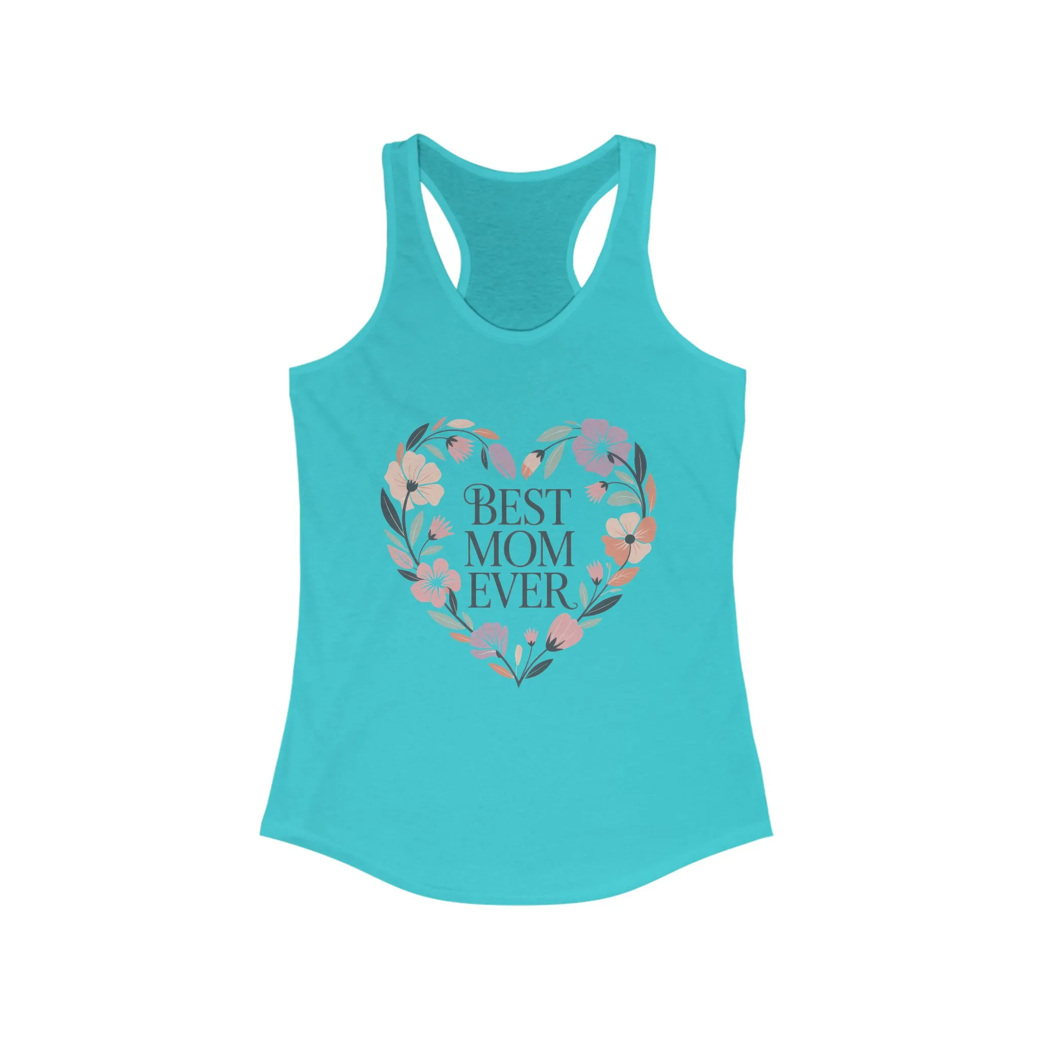 Best Mom Ever Racerback Tank, Gift for Mom, Mother's Day Shirt, Floral Heart Tank, Summer Workout Top, Family Celebration Apparel - Image 7