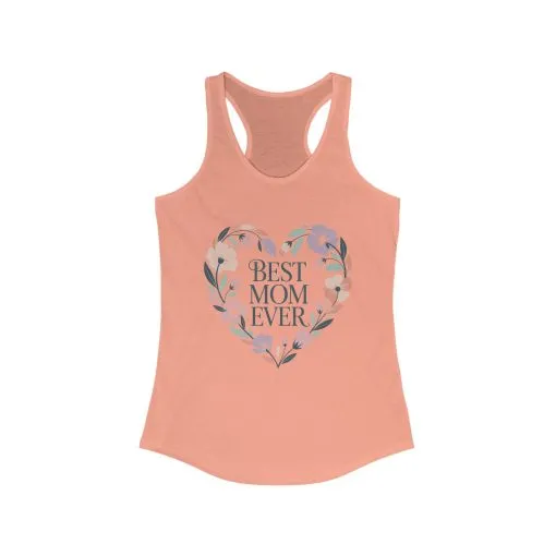 Best Mom Ever Racerback Tank, Gift for Mom, Mother's Day Shirt, Floral Heart Tank, Summer Workout Top, Family Celebration Apparel - Image 9