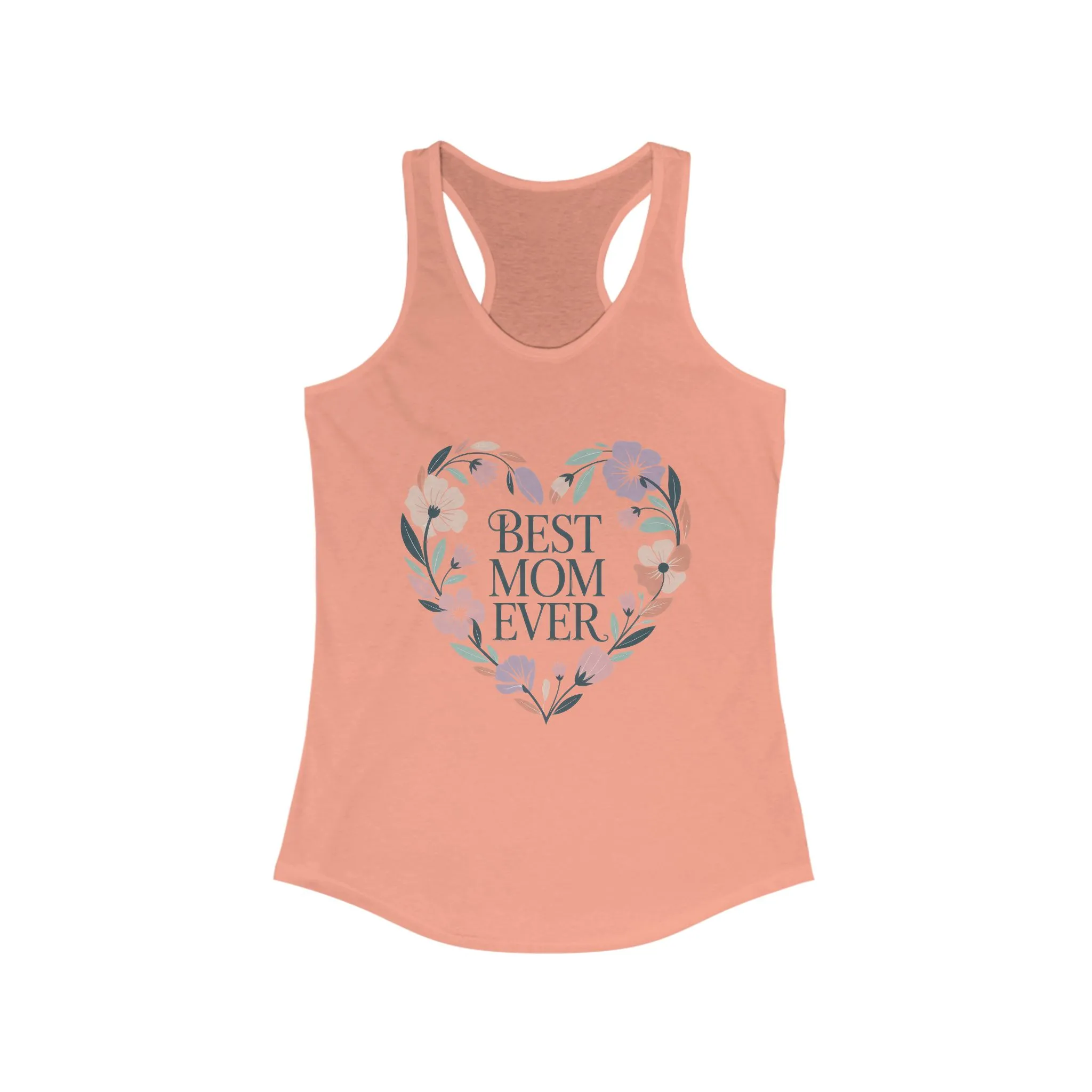 Best Mom Ever Racerback Tank, Gift for Mom, Mother's Day Shirt, Floral Heart Tank, Summer Workout Top, Family Celebration Apparel - Image 9