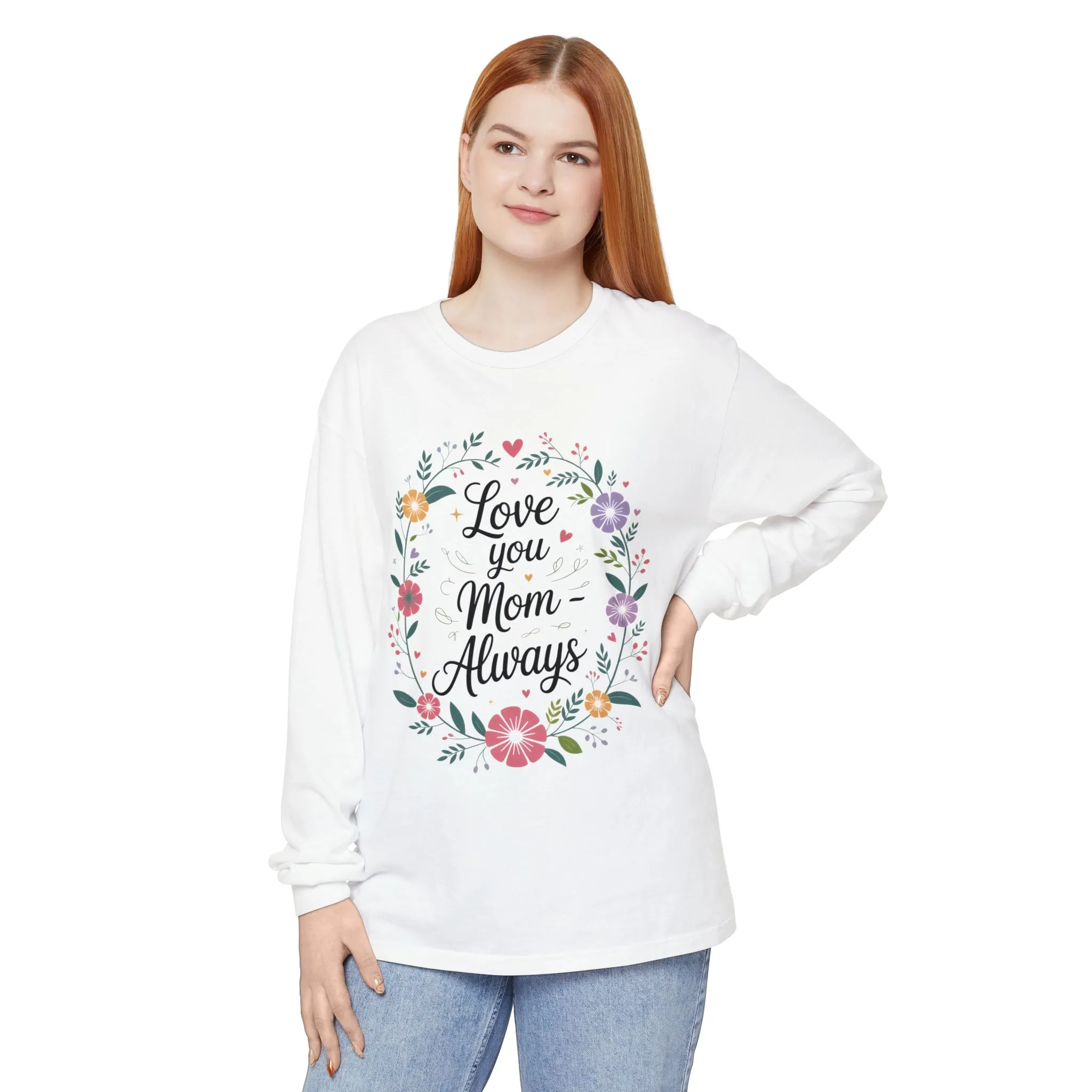 Love You Mom Always Floral Shirt, Mother's Day Long Sleeve Tee, Sweet Gift for Mom, Mother's Day Gift - Image 2