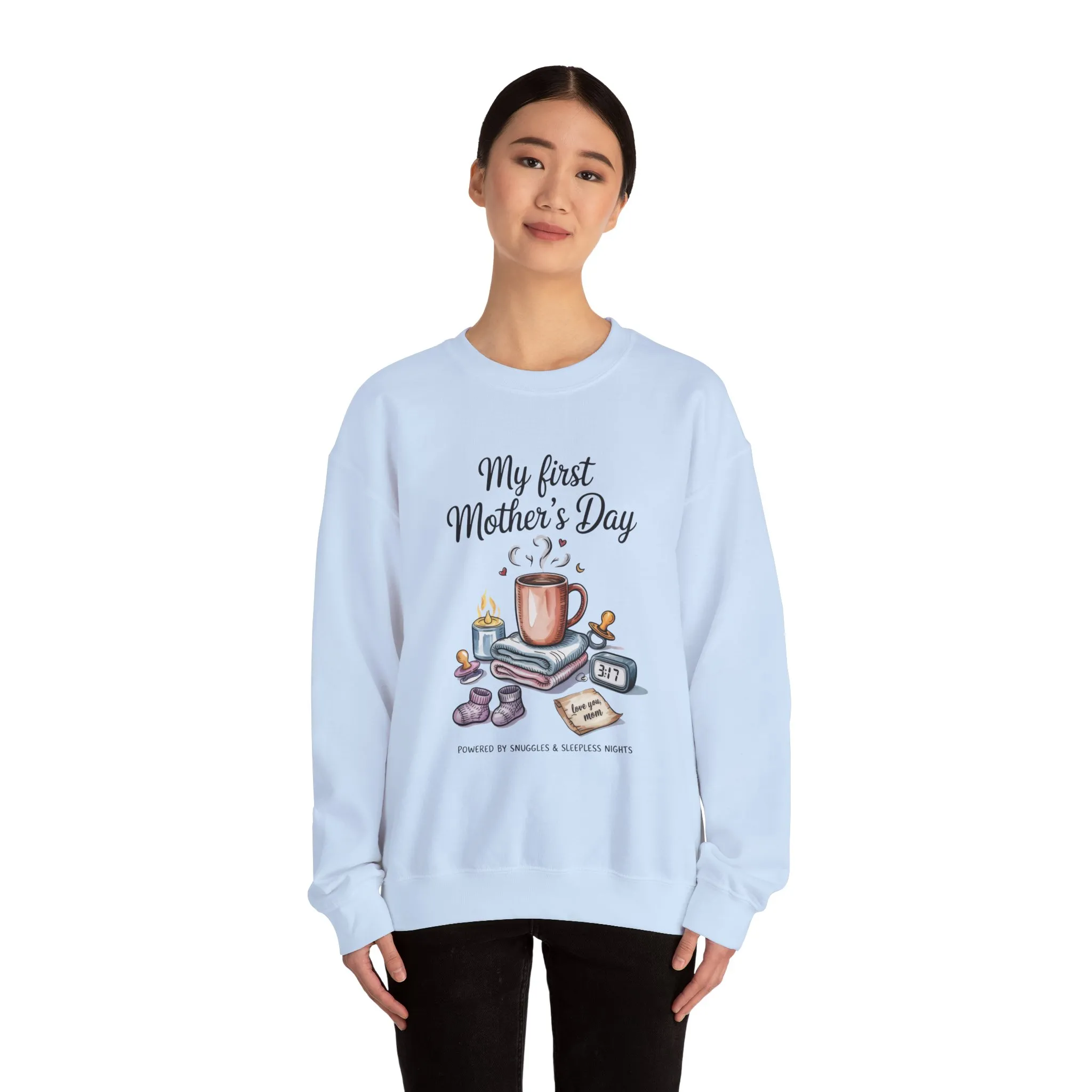 My First Mother's Day Sweatshirt, Cozy Crewneck for Moms, Gift for New Mothers, Baby Shower Tee, Snuggles & Sleepless Nights - Image 35