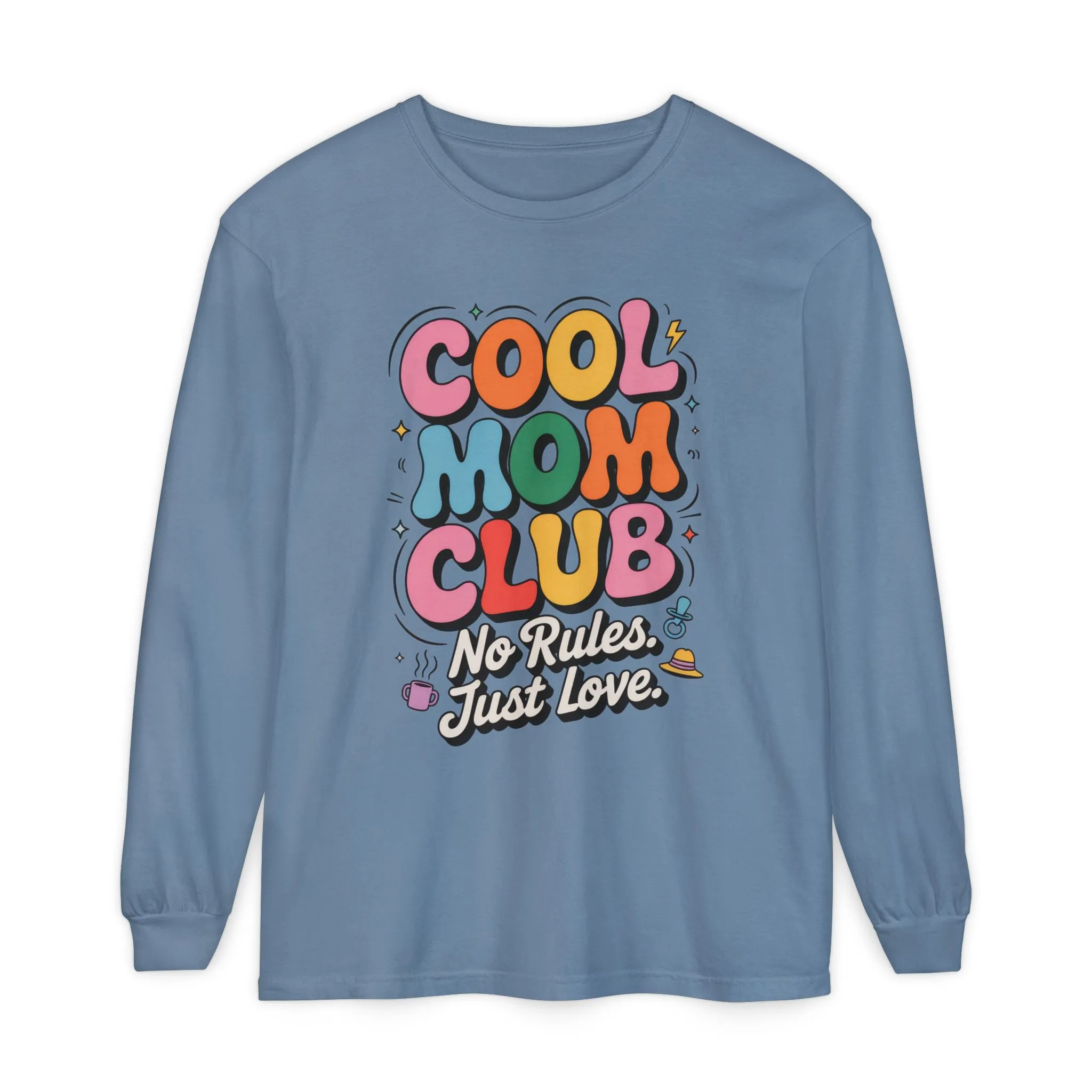 Cool Mom Club Long Sleeve T-Shirt, Funny Mom Tee, Gift for Moms, Mother's Day Gift, No Rules Just Love Quote Tee - Image 9