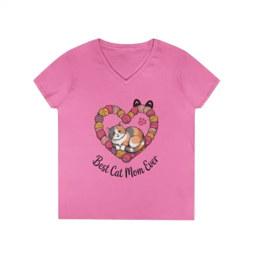 Best Cat Mom V-Neck T-Shirt, Gifts for Cat Lovers, Pet Mom Tee, Cute Cat Shirt, Animal Lover Apparel, Mother's Day Gift - Image 11