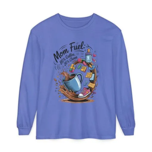 Mom Fuel Long Sleeve T-Shirt, Coffee Lovers Gift, Mother's Day Apparel, Cute Mom Shirt, Coffee Lover Mom Life Top, Coffee Lover's Tee - Image 9