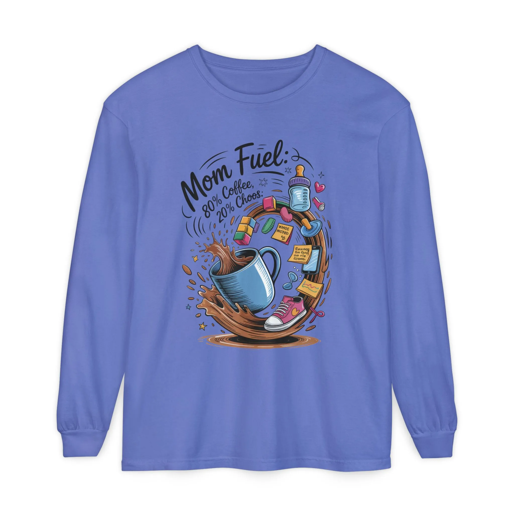 Mom Fuel Long Sleeve T-Shirt, Coffee Lovers Gift, Mother's Day Apparel, Cute Mom Shirt, Coffee Lover Mom Life Top, Coffee Lover's Tee - Image 9