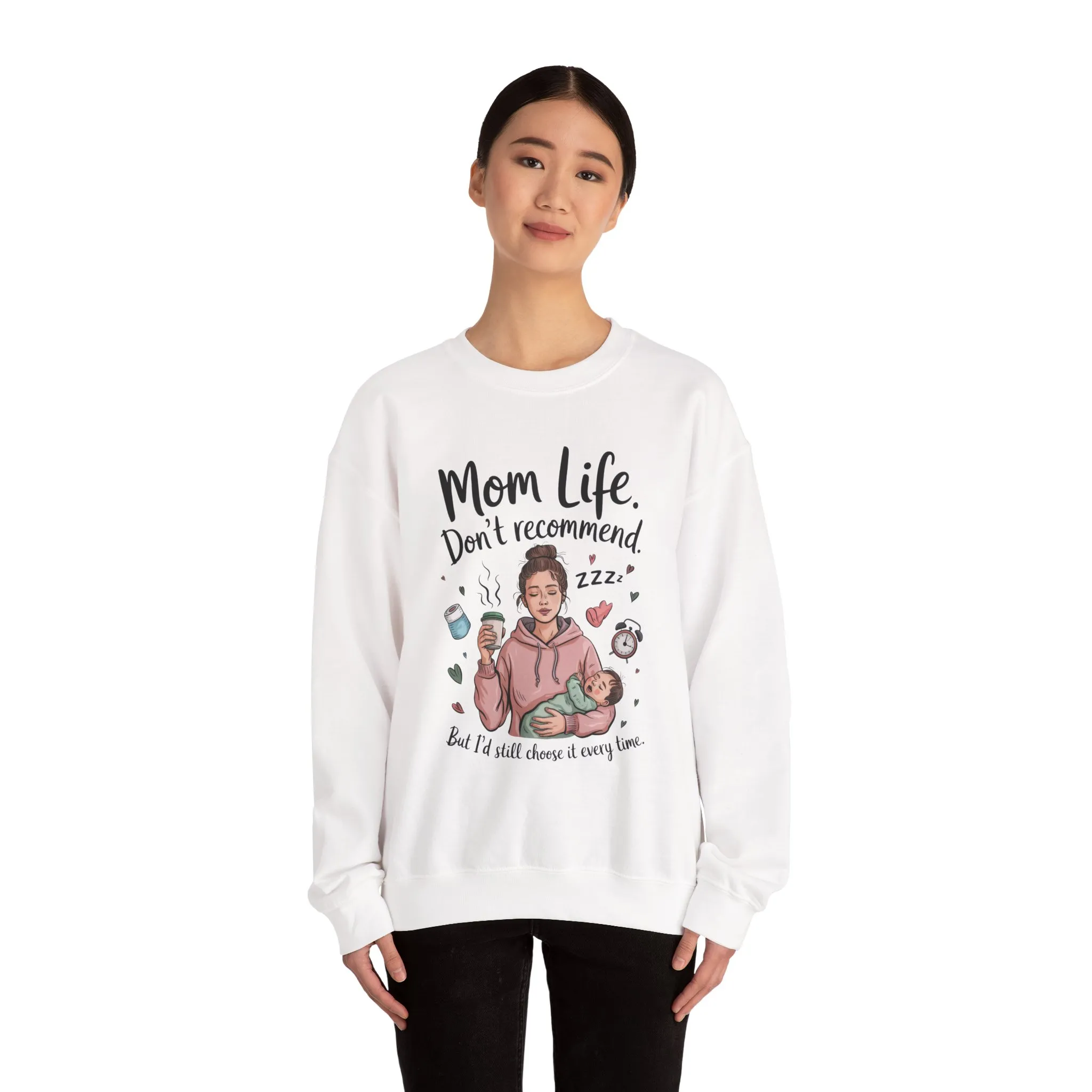 Mom Life Crewneck Sweatshirt, New Mom Gift, Cozy Everyday Wear, Funny Parent Apparel, Tired Mama Humor Tee