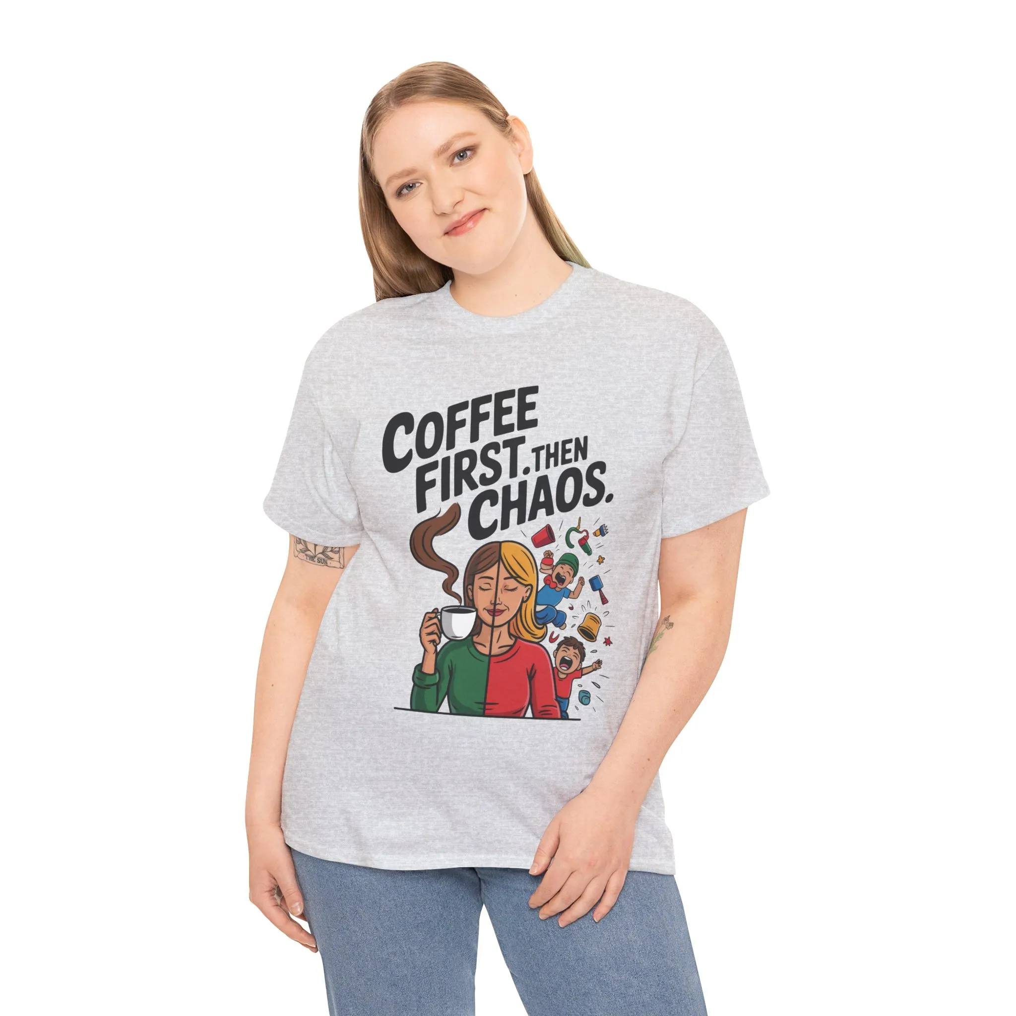 Coffee First Then Chaos Funny Mom Life Tee, Mother's Day Gift, Mom Humor Tee, mom graphic tee, caffeine lover tee - Image 9
