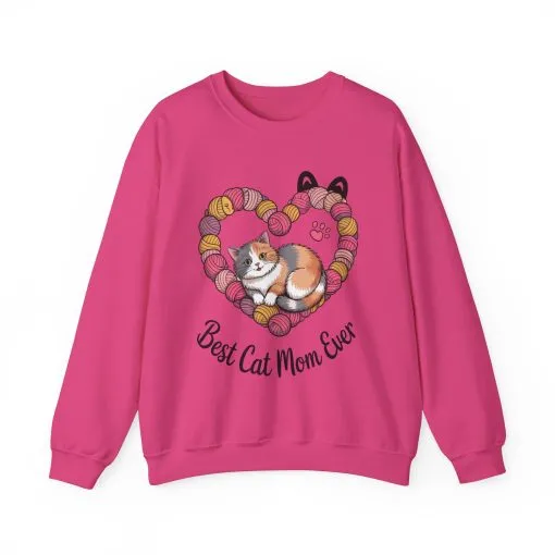 Best Cat Mom Ever Sweatshirt, Cozy Cat Lover Gift, Mother's Day Apparel, Pet Owner Sweatshirt, Cute Gift for Cat Moms, Yarn Themed - Image 25
