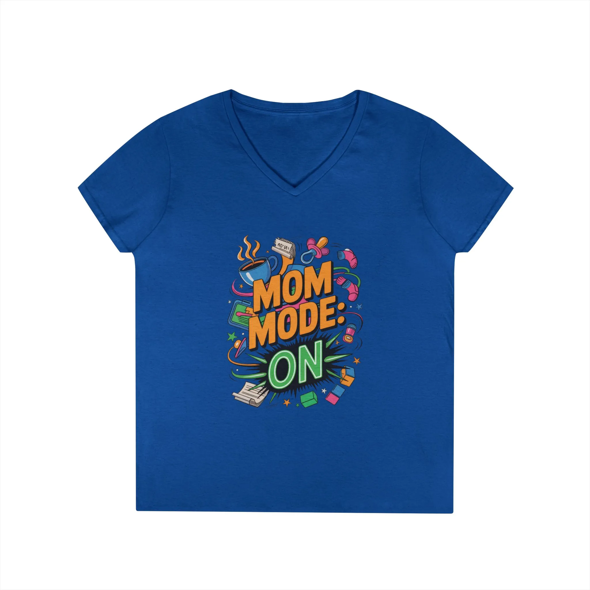 Mom Mode On Ladies V-Neck T-Shirt, Gift for Mom, Mother's Day Gift, Mother's Day Humor T-Shirt, Cute Mama Life Graphic Tee - Image 11