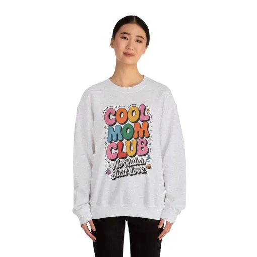 Cool Mom Club Sweatshirt, Gift for Moms, Mother's Day, No Rules Just Love, Retro Colorful Unisex Heavy Blend Crewneck - Image 2