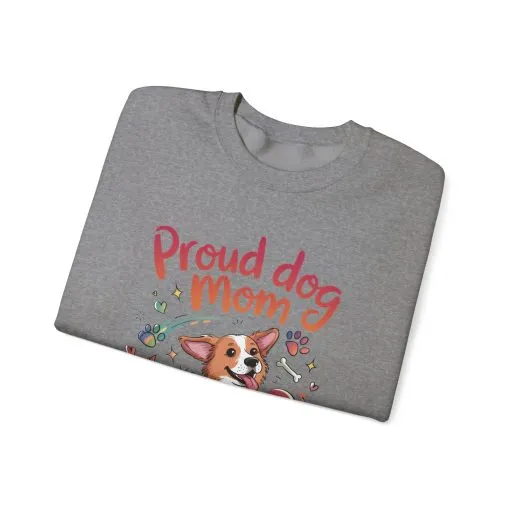 Proud Dog Mom Crewneck Sweatshirt, Pet Lover Gift, Dog Mom Apparel, Animal Lover Clothing, Gift for Dog Moms, Puppy Paw Rainbow Print - Image 30