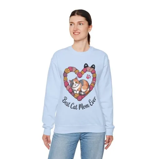 Best Cat Mom Ever Sweatshirt, Cozy Cat Lover Gift, Mother's Day Apparel, Pet Owner Sweatshirt, Cute Gift for Cat Moms, Yarn Themed - Image 15