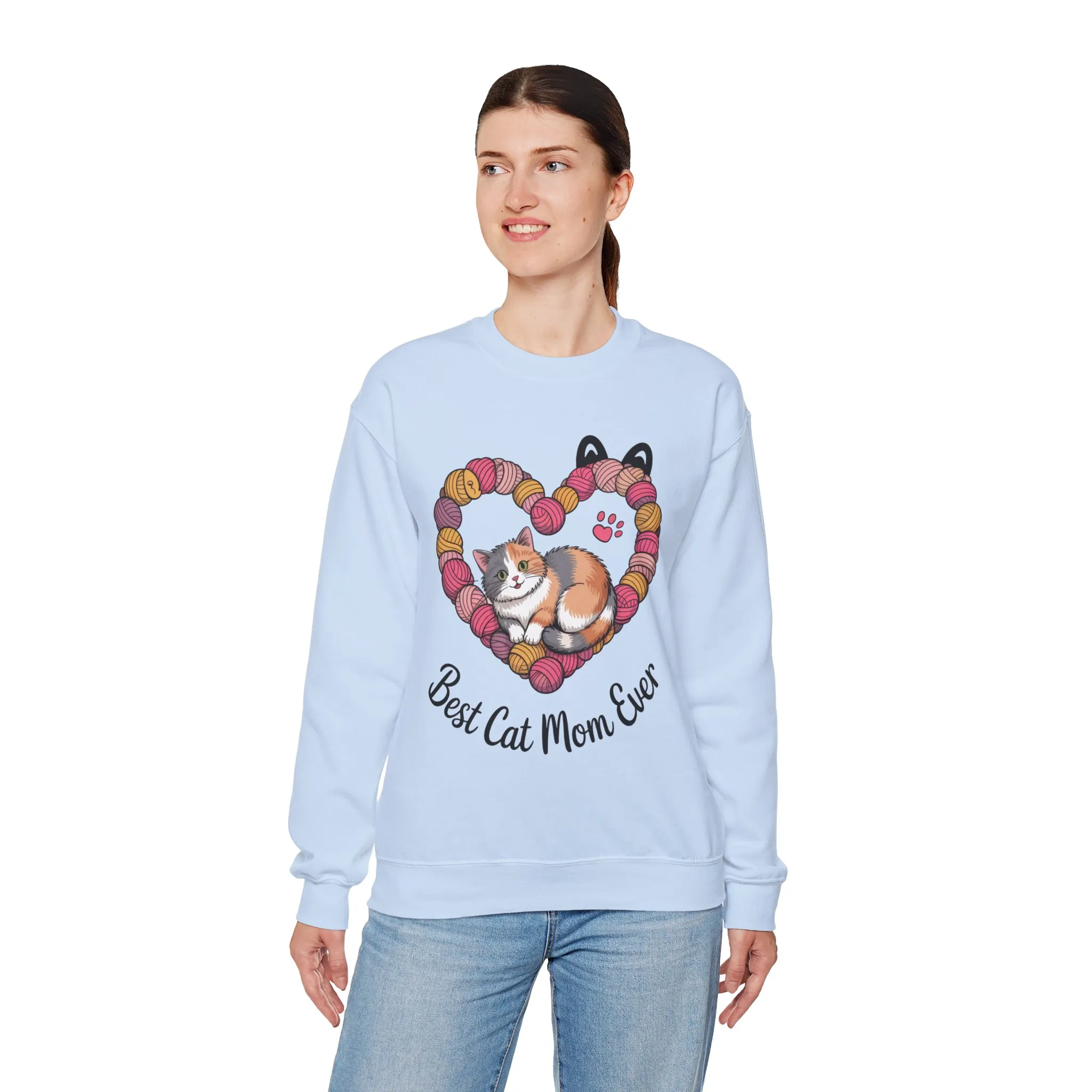Best Cat Mom Ever Sweatshirt, Cozy Cat Lover Gift, Mother's Day Apparel, Pet Owner Sweatshirt, Cute Gift for Cat Moms, Yarn Themed - Image 15