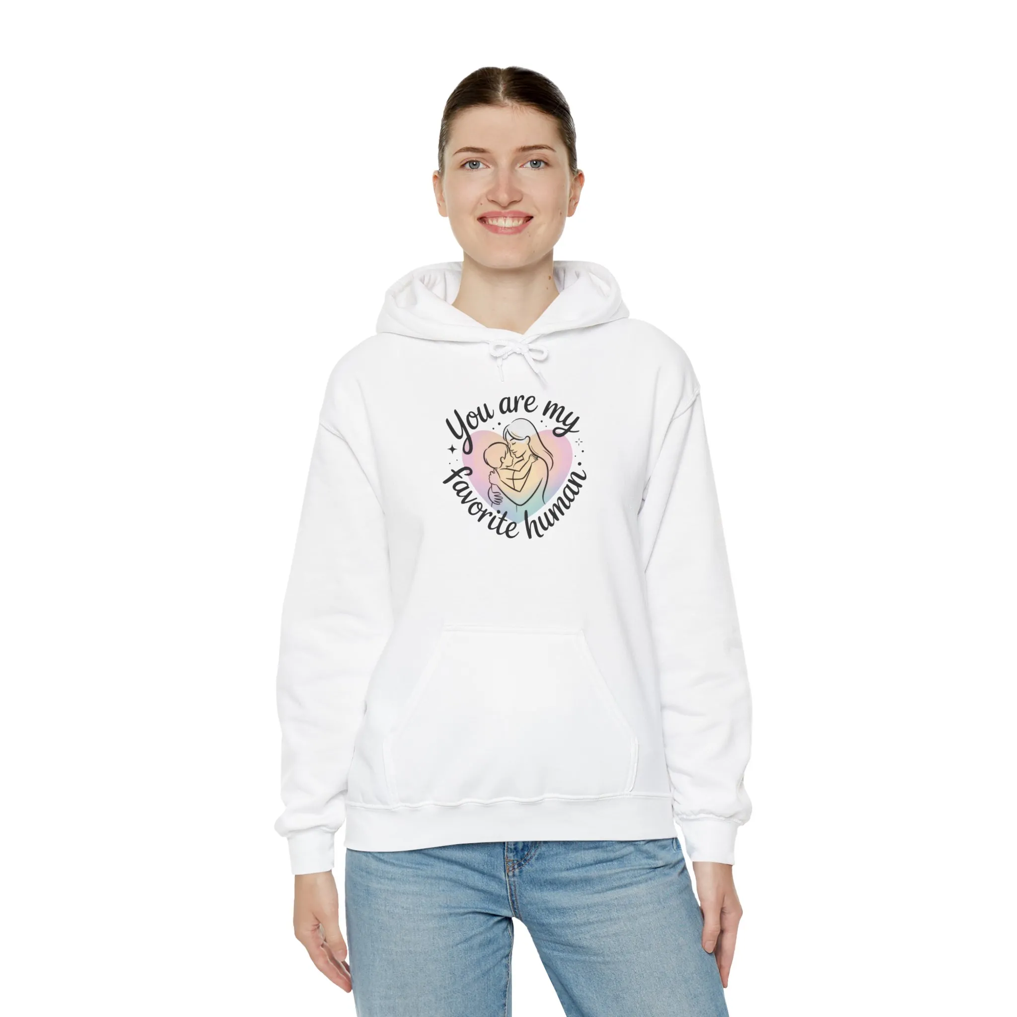 You Are My Favorite Human Hoodie, Cute Mom and Baby Pastel Design, Mothers Day Hooded Sweatshirt Gift - Image 8