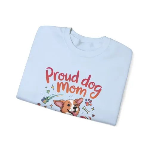 Proud Dog Mom Crewneck Sweatshirt, Pet Lover Gift, Dog Mom Apparel, Animal Lover Clothing, Gift for Dog Moms, Puppy Paw Rainbow Print - Image 18