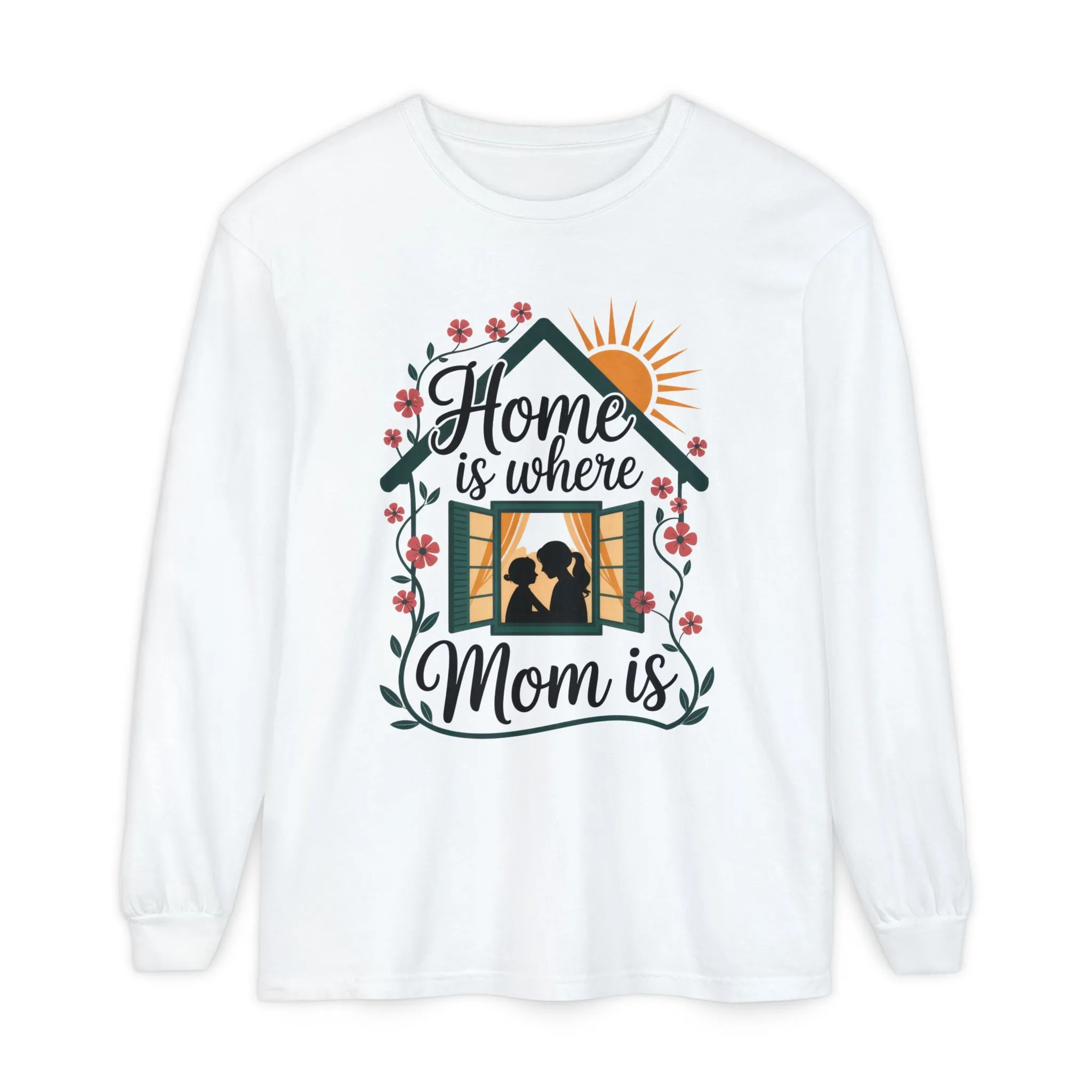 Home Is Where Mom Is Long Sleeve T-Shirt, Mother's Day Cotton Shirt, Cute Family Gift for Mom, Sentimental Mom Gift, mother's day Gift - Image 2