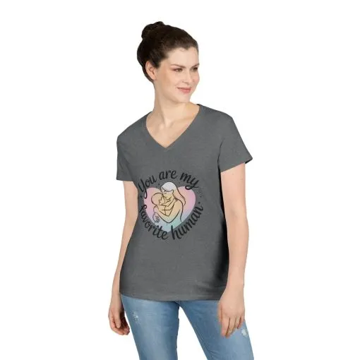 You Are My Favorite Human Mom Baby Tee, Mothers Day Gift, Pastel Heart Ladies V-Neck T-Shirt, Sentimental Mom Shirt - Image 8