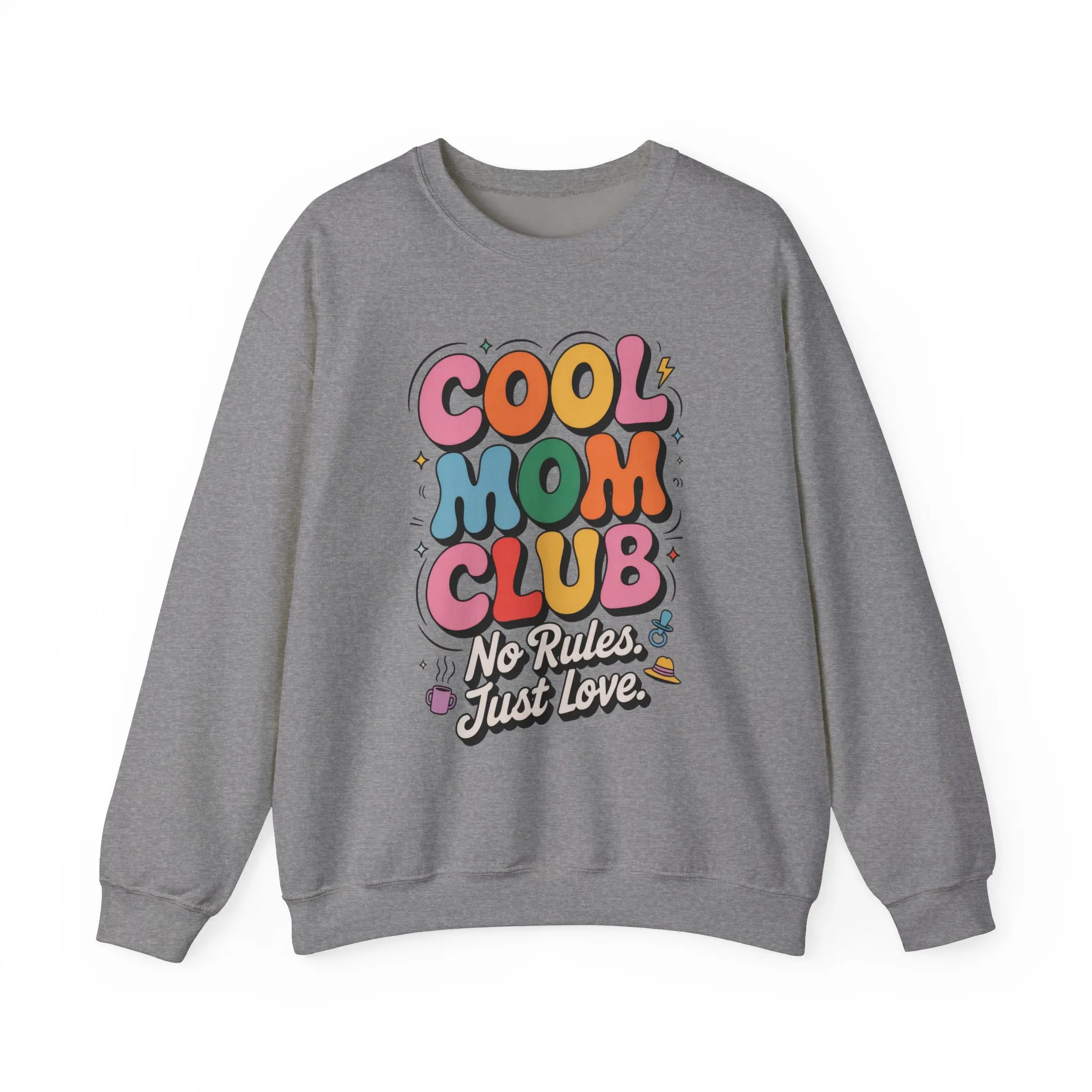 Cool Mom Club Sweatshirt, Gift for Moms, Mother's Day, No Rules Just Love, Retro Colorful Unisex Heavy Blend Crewneck - Image 31
