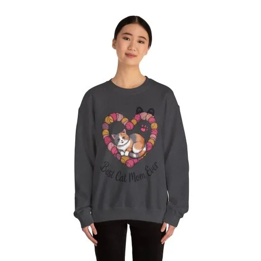 Best Cat Mom Ever Sweatshirt, Cozy Cat Lover Gift, Mother's Day Apparel, Pet Owner Sweatshirt, Cute Gift for Cat Moms, Yarn Themed - Image 29