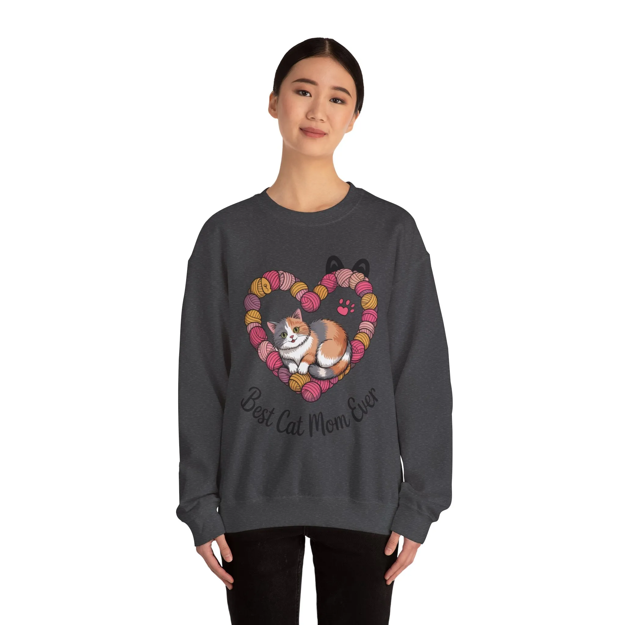 Best Cat Mom Ever Sweatshirt, Cozy Cat Lover Gift, Mother's Day Apparel, Pet Owner Sweatshirt, Cute Gift for Cat Moms, Yarn Themed - Image 29