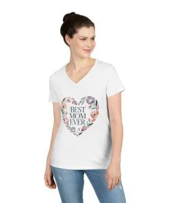 Best Mom Ever Floral V-Neck T-Shirt, Gift for Mom, Mother's Day Shirt, Floral Tee, Mothers Day Gift Shirt