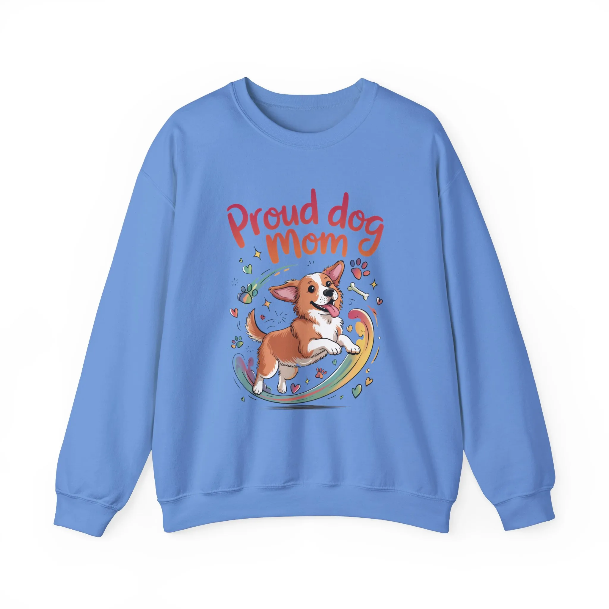 Proud Dog Mom Crewneck Sweatshirt, Pet Lover Gift, Dog Mom Apparel, Animal Lover Clothing, Gift for Dog Moms, Puppy Paw Rainbow Print - Image 21