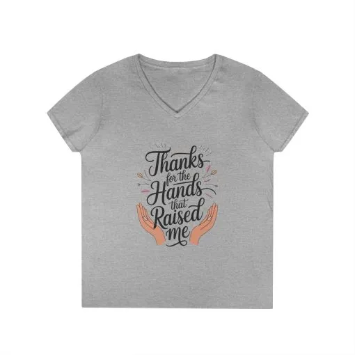 Grateful Hands V-Neck T-Shirt, Mother's Day Gift, Appreciation Tee, Family Love Shirt, Empowering Woman Top, Inspirational Shirt - Image 3