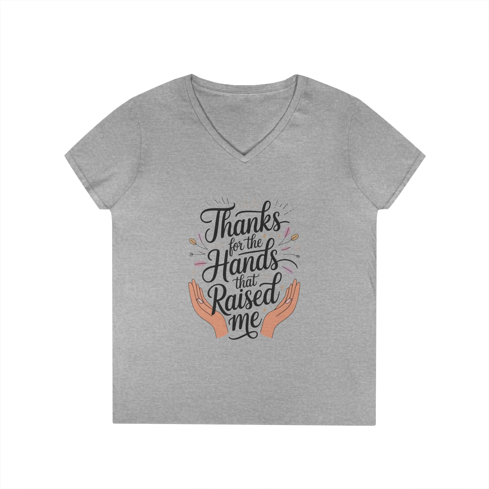Grateful Hands V-Neck T-Shirt, Mother's Day Gift, Appreciation Tee, Family Love Shirt, Empowering Woman Top, Inspirational Shirt - Image 3