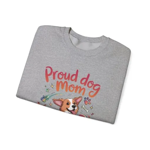 Proud Dog Mom Crewneck Sweatshirt, Pet Lover Gift, Dog Mom Apparel, Animal Lover Clothing, Gift for Dog Moms, Puppy Paw Rainbow Print - Image 14