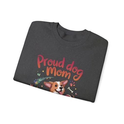 Proud Dog Mom Crewneck Sweatshirt, Pet Lover Gift, Dog Mom Apparel, Animal Lover Clothing, Gift for Dog Moms, Puppy Paw Rainbow Print - Image 34