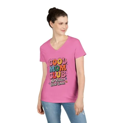 Cool Mom Club V-Neck T-Shirt, Fun Mom Shirt, Gift for Moms, Casual Graphic Tee, Mother's Day Gift, No Rules Just Love - Image 10