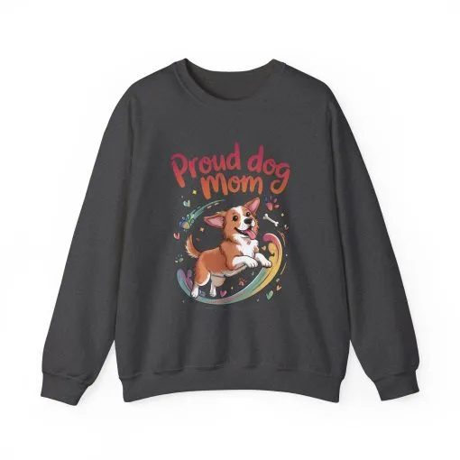 Proud Dog Mom Crewneck Sweatshirt, Pet Lover Gift, Dog Mom Apparel, Animal Lover Clothing, Gift for Dog Moms, Puppy Paw Rainbow Print - Image 33