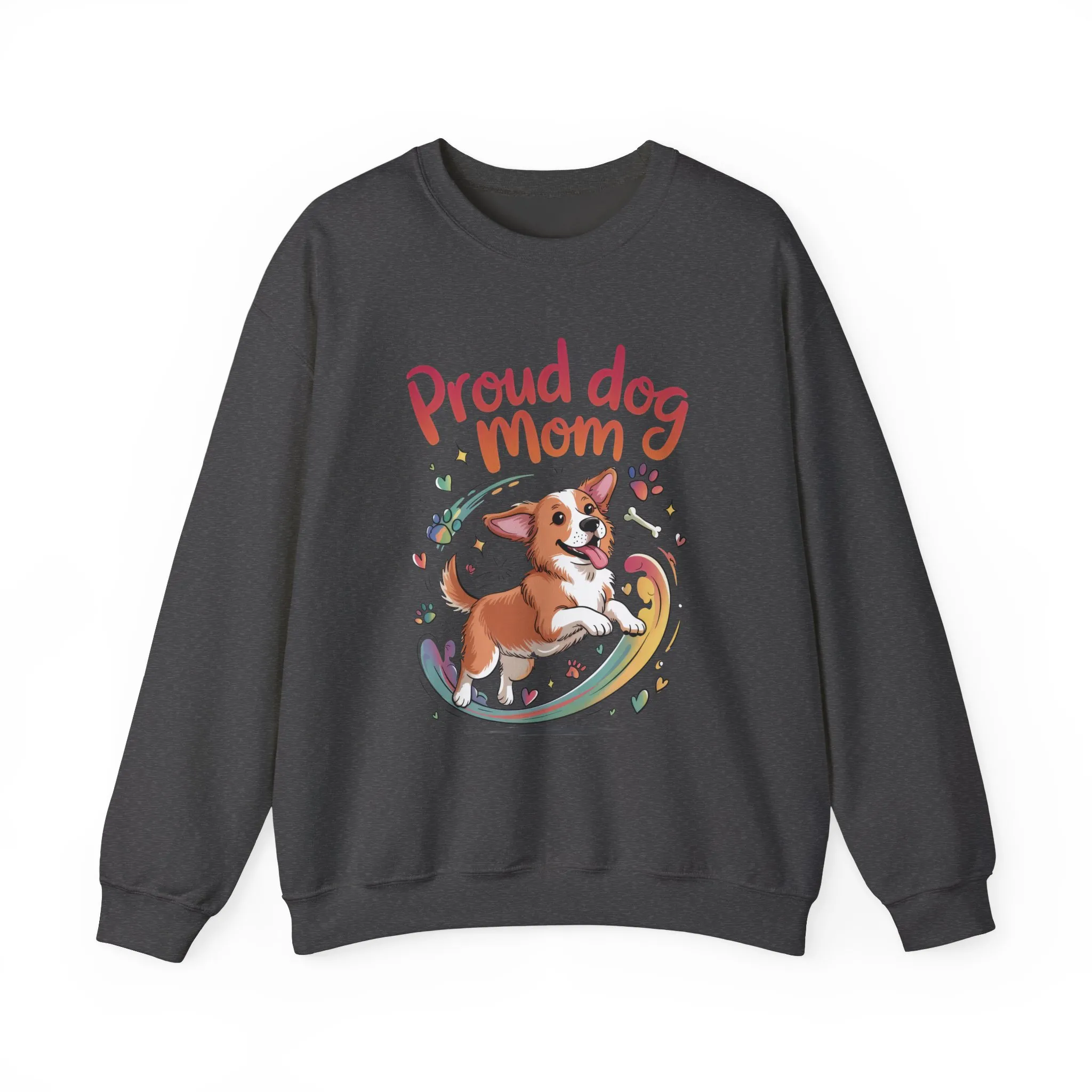 Proud Dog Mom Crewneck Sweatshirt, Pet Lover Gift, Dog Mom Apparel, Animal Lover Clothing, Gift for Dog Moms, Puppy Paw Rainbow Print - Image 33