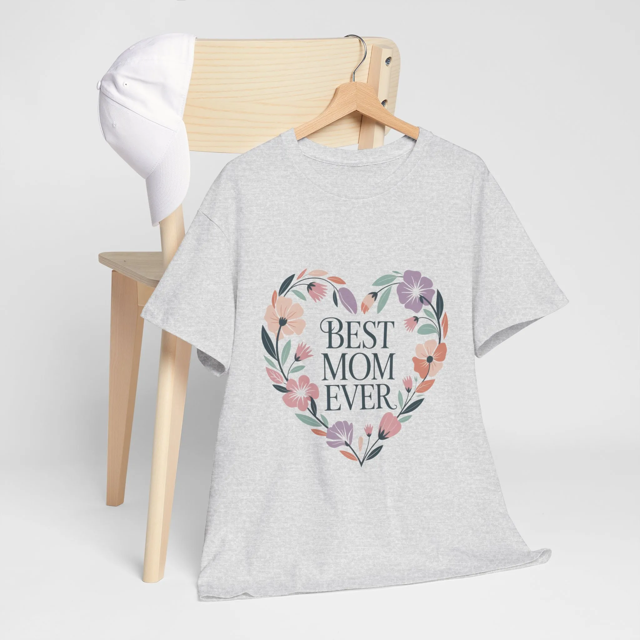 Floral Best Mom Ever Tee, Mother's Day Gift, Mom Appreciation Gift, Floral Heart Cotton Tee - Image 4