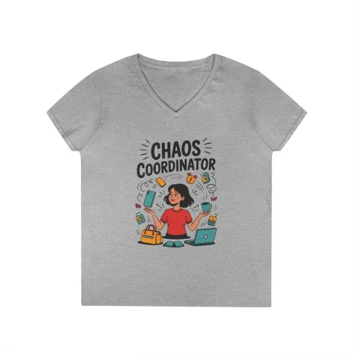 Chaos Coordinator Ladies' V-Neck T-Shirt, Funny Mom Shirt, Multitasking Mom Gift, Busy Mom Life Tee, Cute Mother's Day Gift for Mom - Image 7