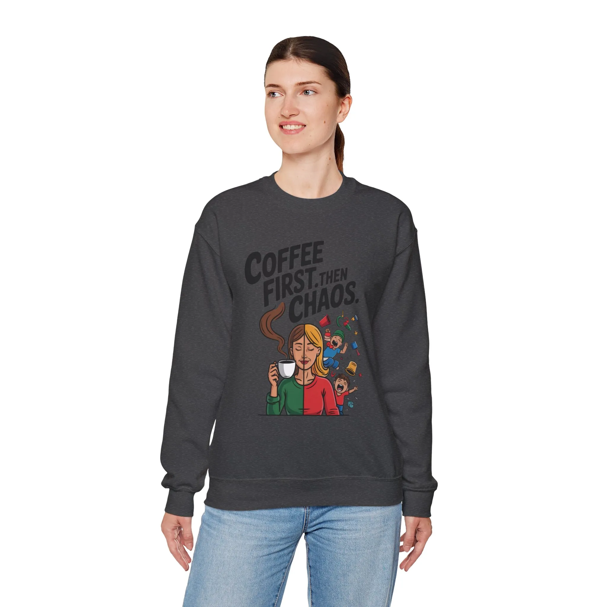 Coffee First Then Chaos Sweatshirt, Ideal Gift for Moms, Fun Casual Wear, Funny Mom Life Sweatshirt, Mother's Day Gift - Image 33