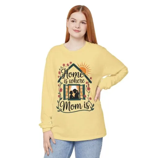 Home Is Where Mom Is Long Sleeve T-Shirt, Mother's Day Cotton Shirt, Cute Family Gift for Mom, Sentimental Mom Gift, mother's day Gift - Image 7