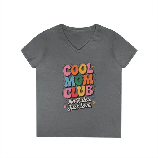 Cool Mom Club V-Neck T-Shirt, Fun Mom Shirt, Gift for Moms, Casual Graphic Tee, Mother's Day Gift, No Rules Just Love - Image 5