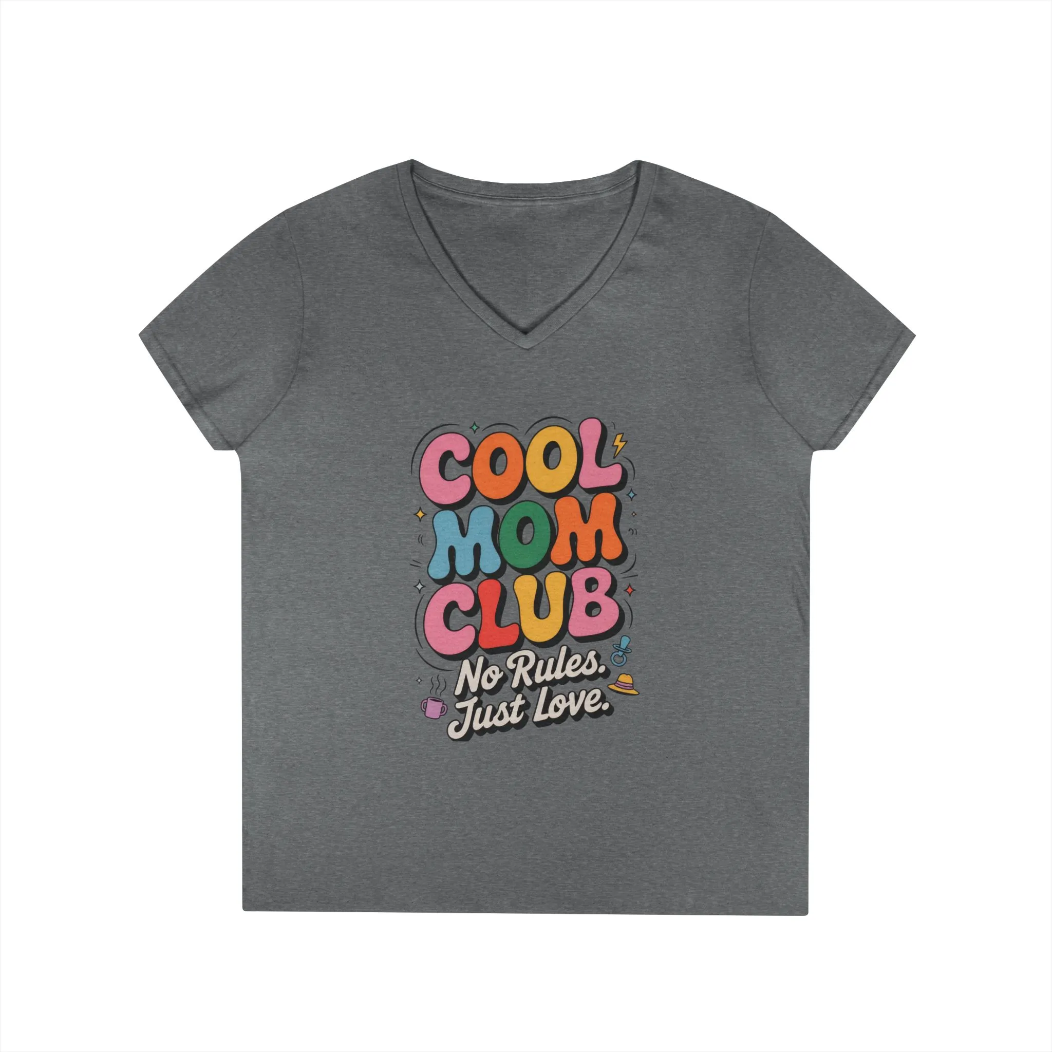 Cool Mom Club V-Neck T-Shirt, Fun Mom Shirt, Gift for Moms, Casual Graphic Tee, Mother's Day Gift, No Rules Just Love - Image 5